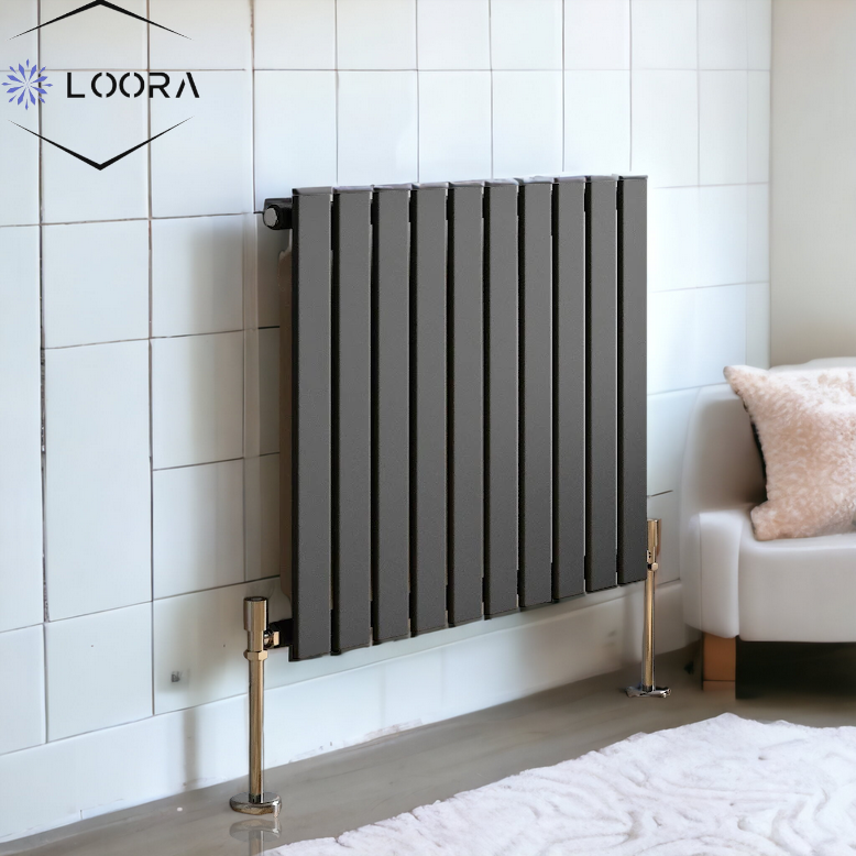 LOORA Horizontal Designer Flat Panel Wall Radiator 600x700mm Single White & Anthracite