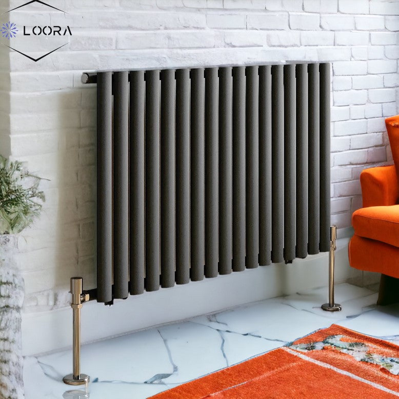 Rex horizontal Single oval designer Radiator 600x1003mm White & Anthrecite