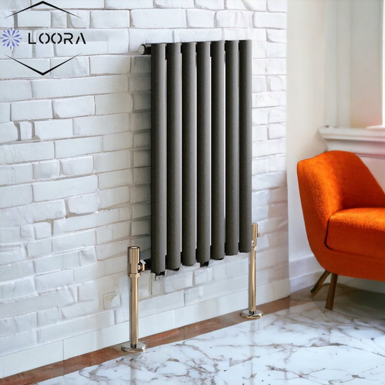 Rex horizontal Single oval designer Radiator 600x413mm White Anthrecite