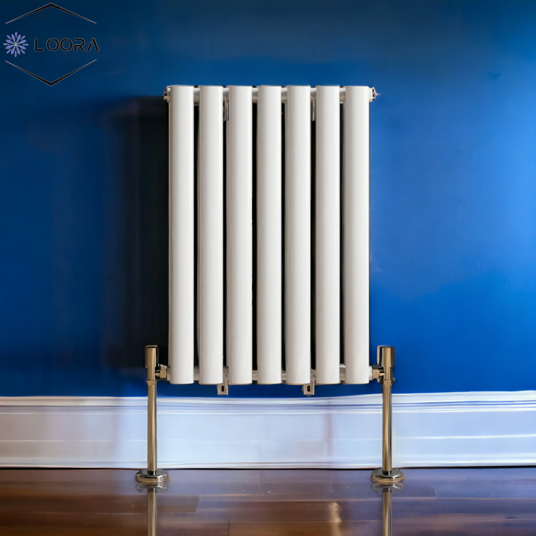 Rex horizontal Single oval designer Radiator 600x413mm White Anthrecite