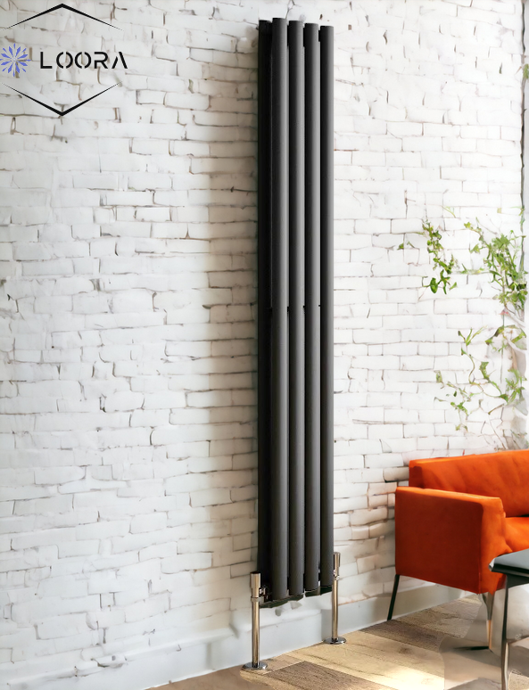 Vertical Designer Oval Column Radiator 1600x236mm Double White & Anthr ...