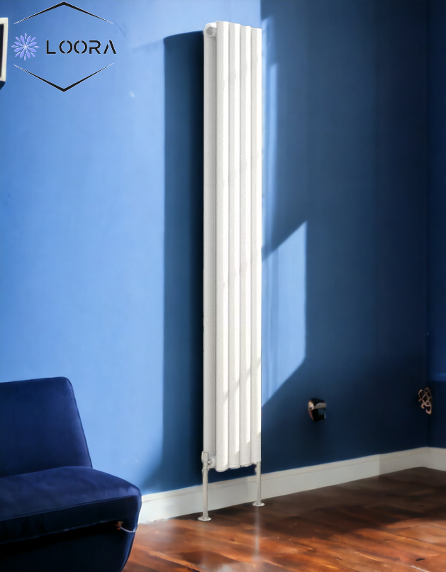 Rox Radiator Vertical Designer Oval Column Radiator 1600x236mm Double White & Anthr ...