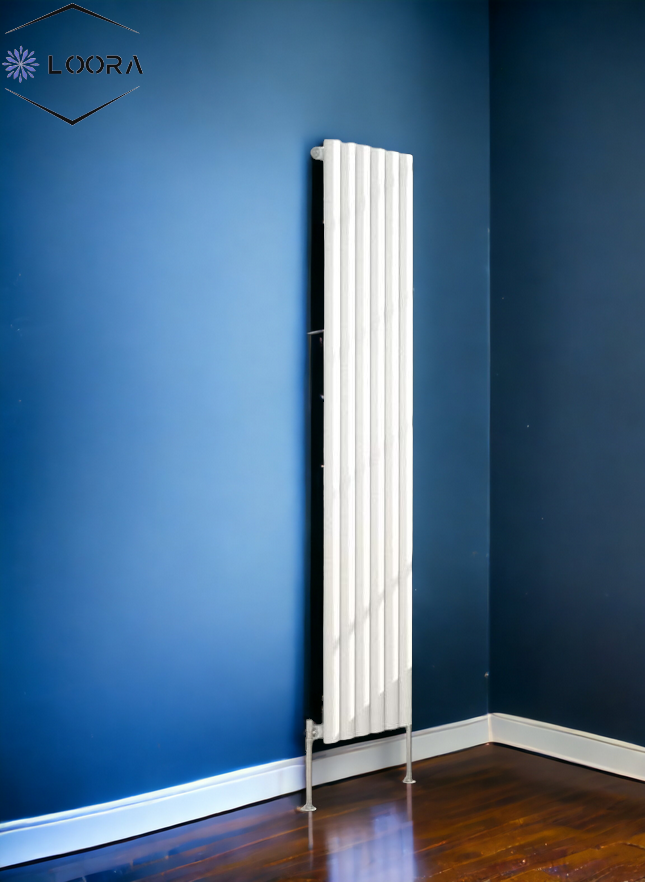 Rox Radiator Vertical Designer Oval Column Radiator 1600x354mm Single White & Anthr ...