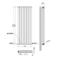 Vertical Designer Oval Column Radiator 1600x472mm Double White & Anthracite