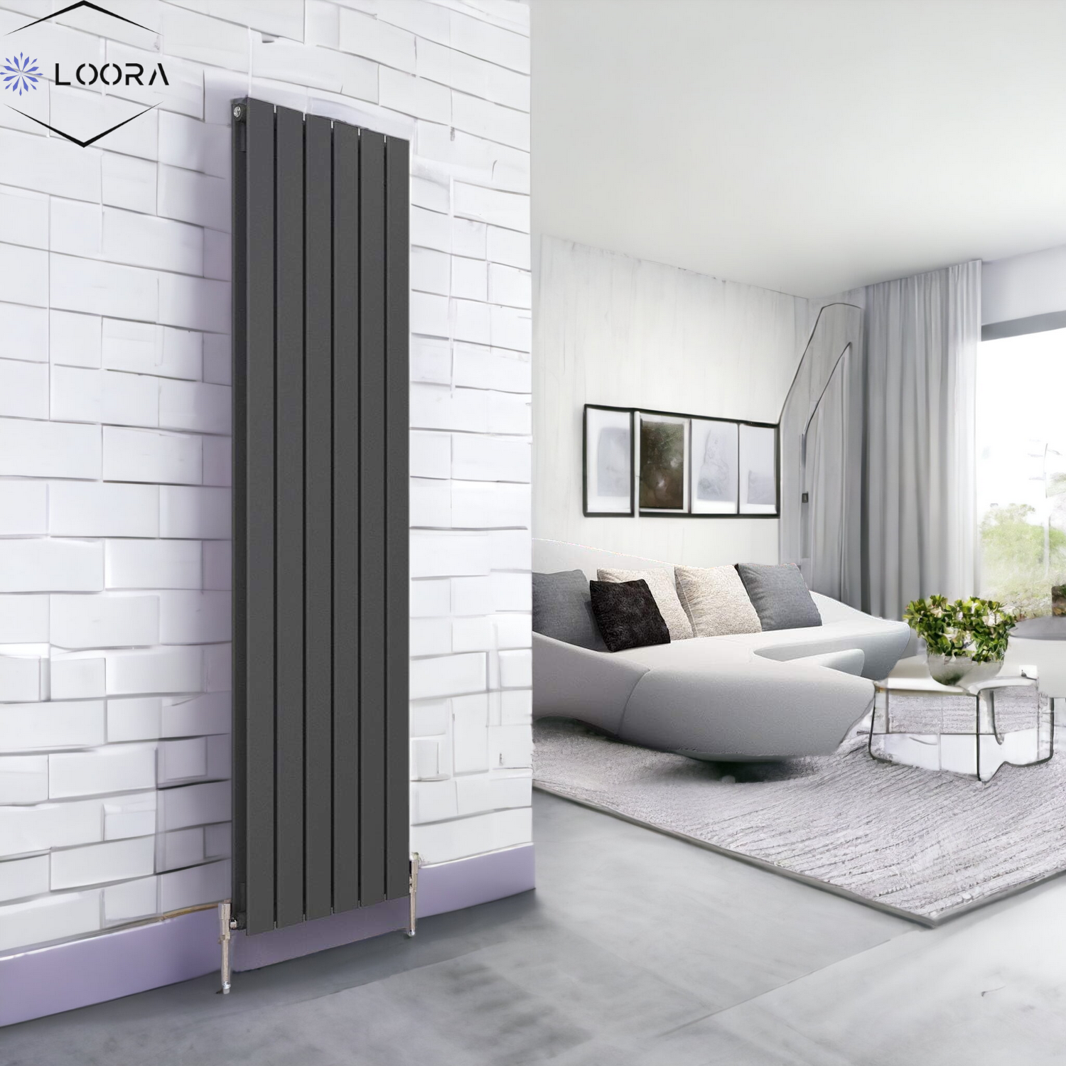 Vertical Designer Flat Panel Tall Radiator 1600x420mm Double White & A ...