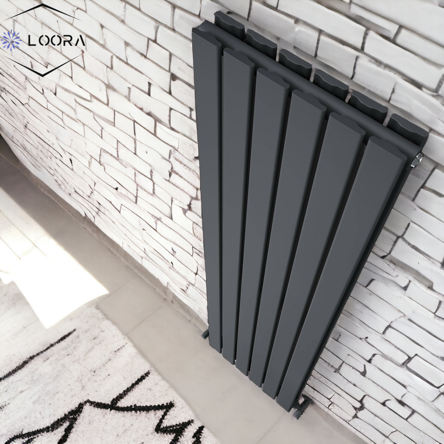 Vertical Designer Flat Panel Tall Radiator 1800x420mm Double White & Anthracite