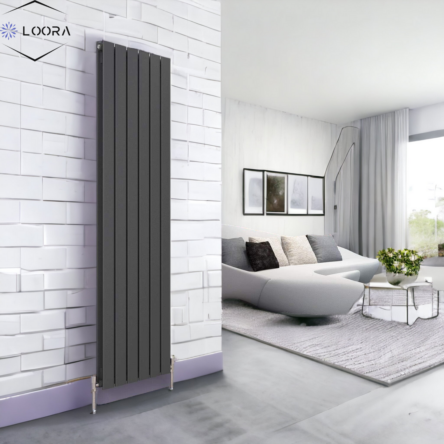 Vertical Designer Flat Panel Tall Radiator 1800x420mm Double White & Anthracite