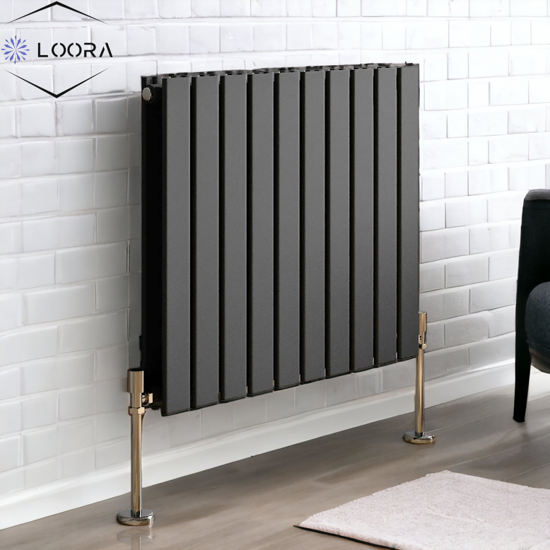 LOORA Horizontal Designer Flat Panel Wall Radiator 600x700mm Double Wh ...