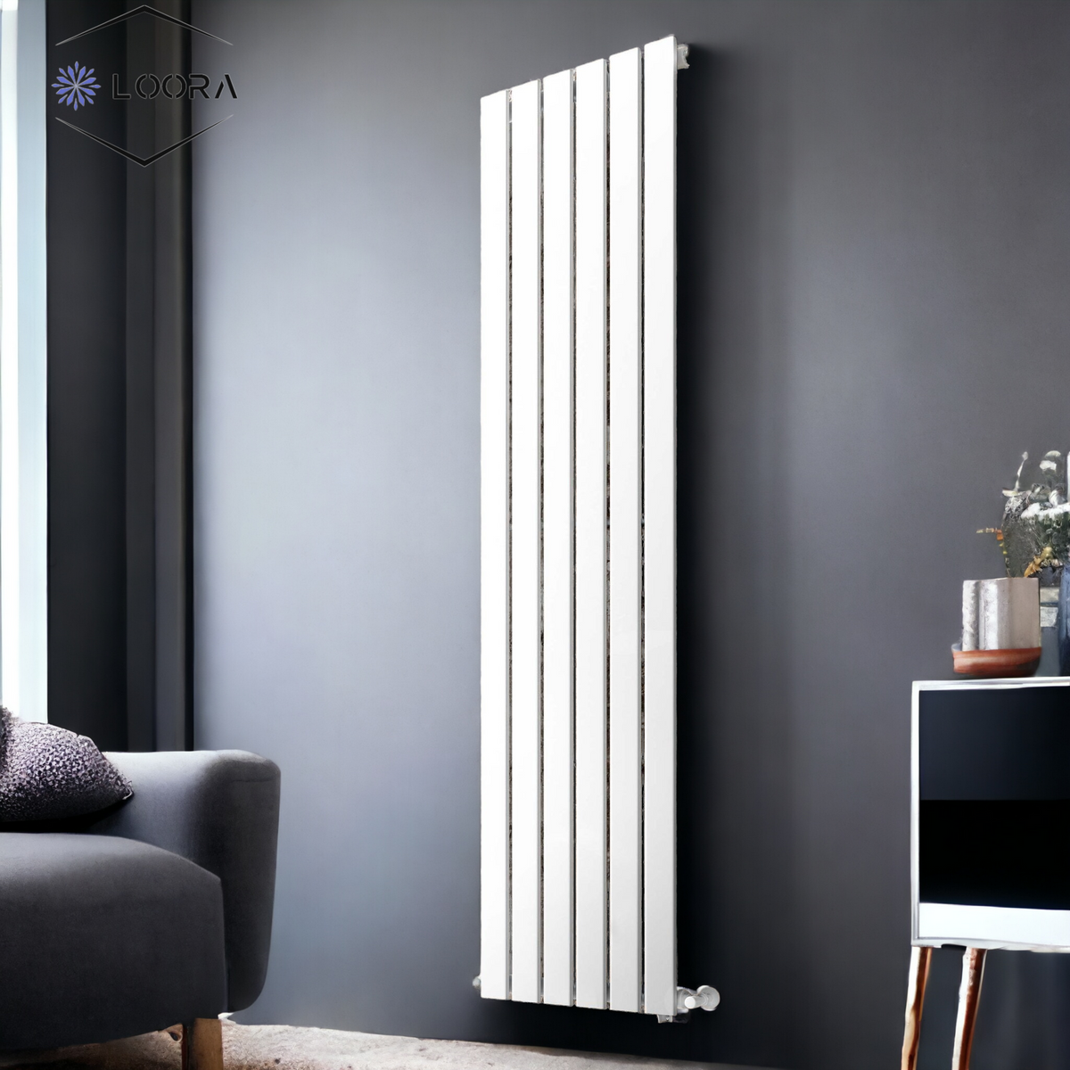 Rox Radiator Vertical Designer Flat Panel Tall Radiator 1600x420mm Single White & A ...