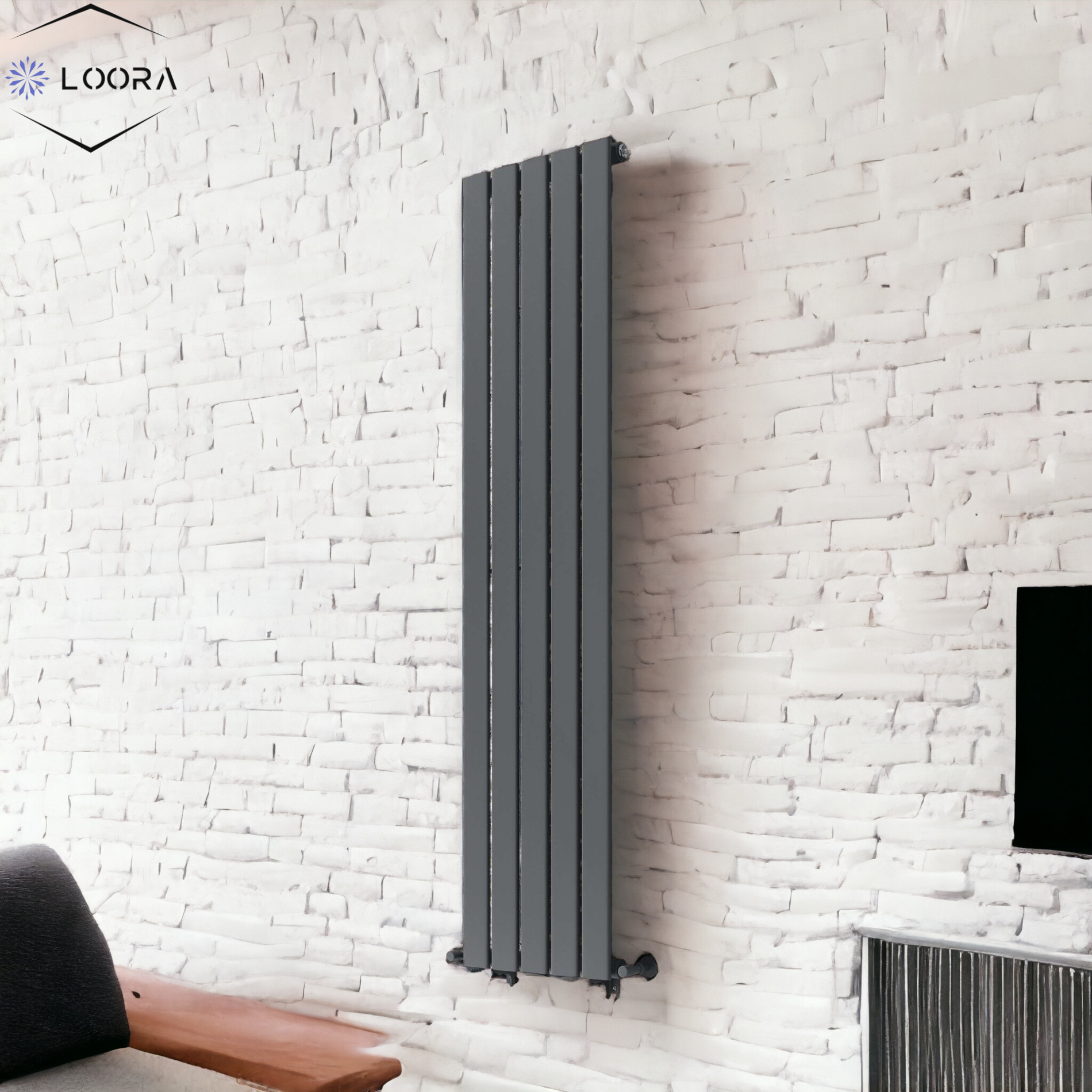 Rex Radiator LOORA Vertical Designer Flat Panel Tall Radiator 1800x350mm Single Whi ...