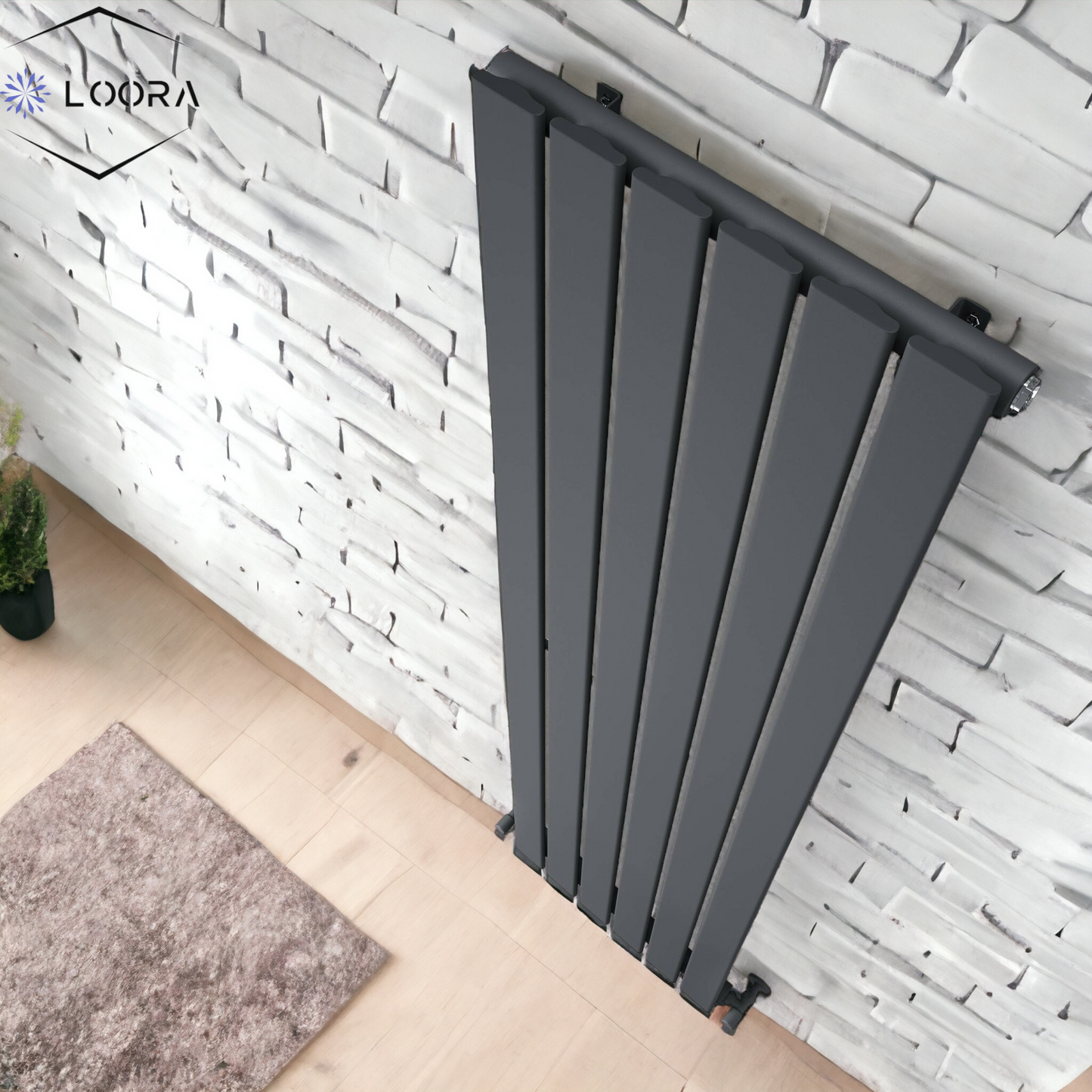LOORA Vertical Designer Flat Panel Tall Radiator 1800x420mm Single White & Anthracite