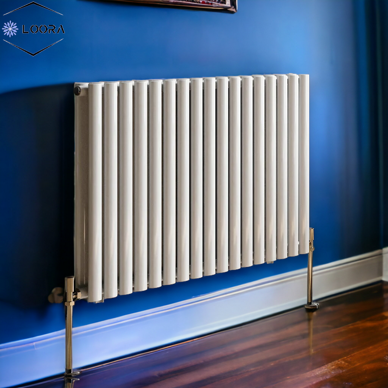 Rex horizontal Double oval designer Radiator 600x1003mm White & Anthre ...