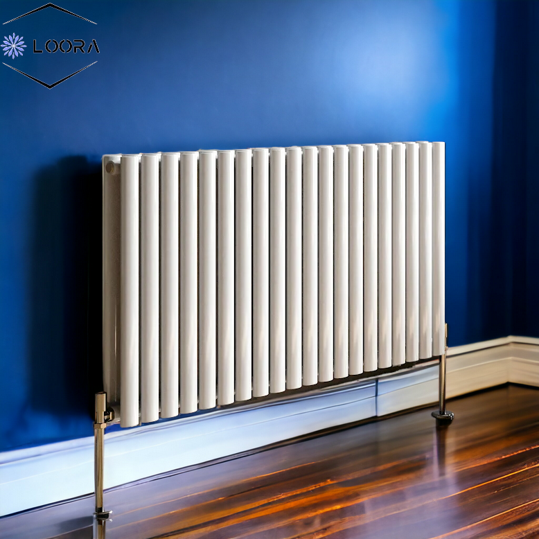 Rex horizontal Double oval designer Radiator 600x1180mm White & Anthre ...