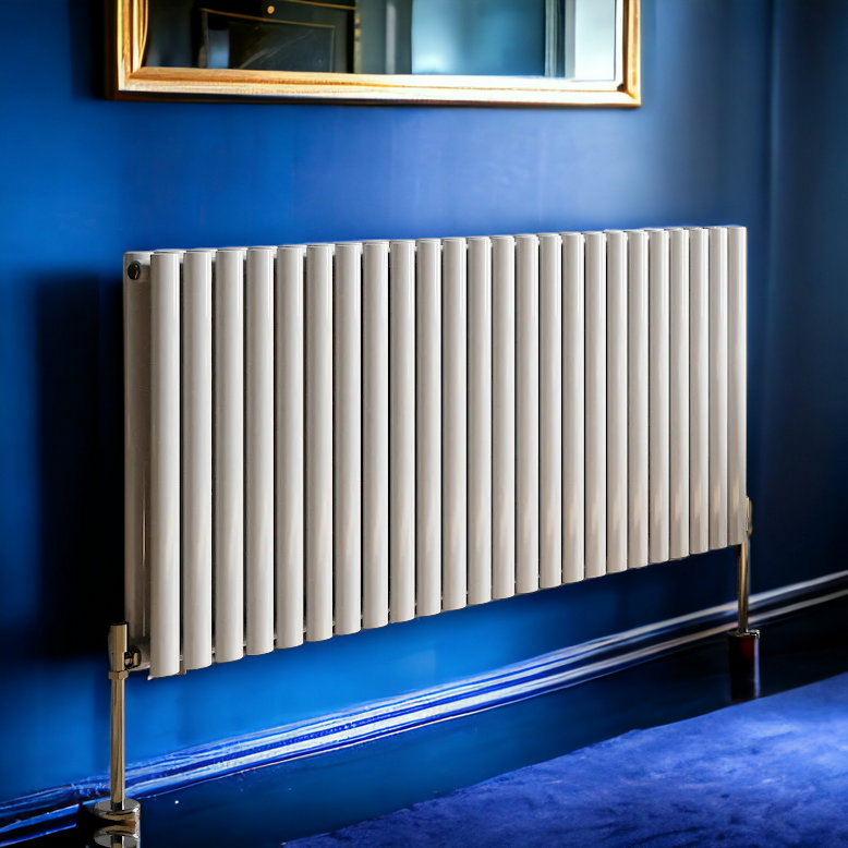 Rex horizontal Double oval designer Radiator 600x1416mm White & Anthre ...