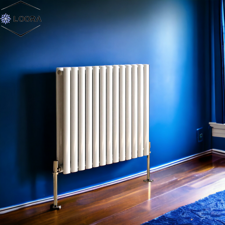 Rex horizontal Double oval designer Radiator 600x767mm White & Anthrec ...
