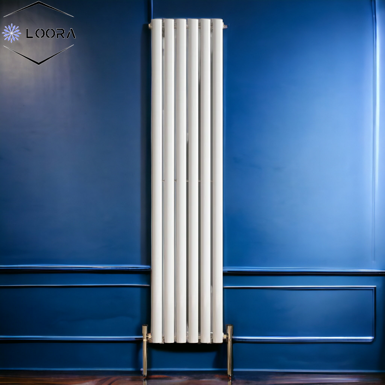 Vertical Designer Oval Column Radiator 1600x354mm Double White & Anthr ...
