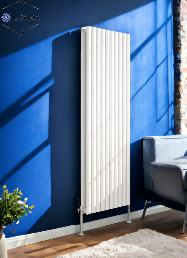 Vertical Designer Oval Column Radiator 1600x590mm Double White & Anthr ...