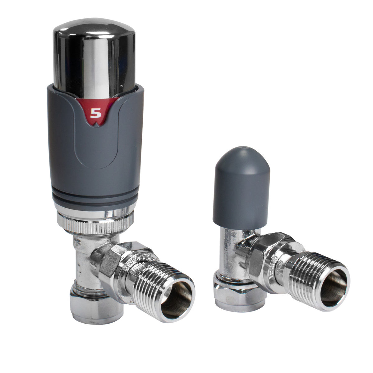 Rox Radiator Anthrecite Chrome Angled Thermostatic Radiator Valve Pack - 15mm – Rex ...