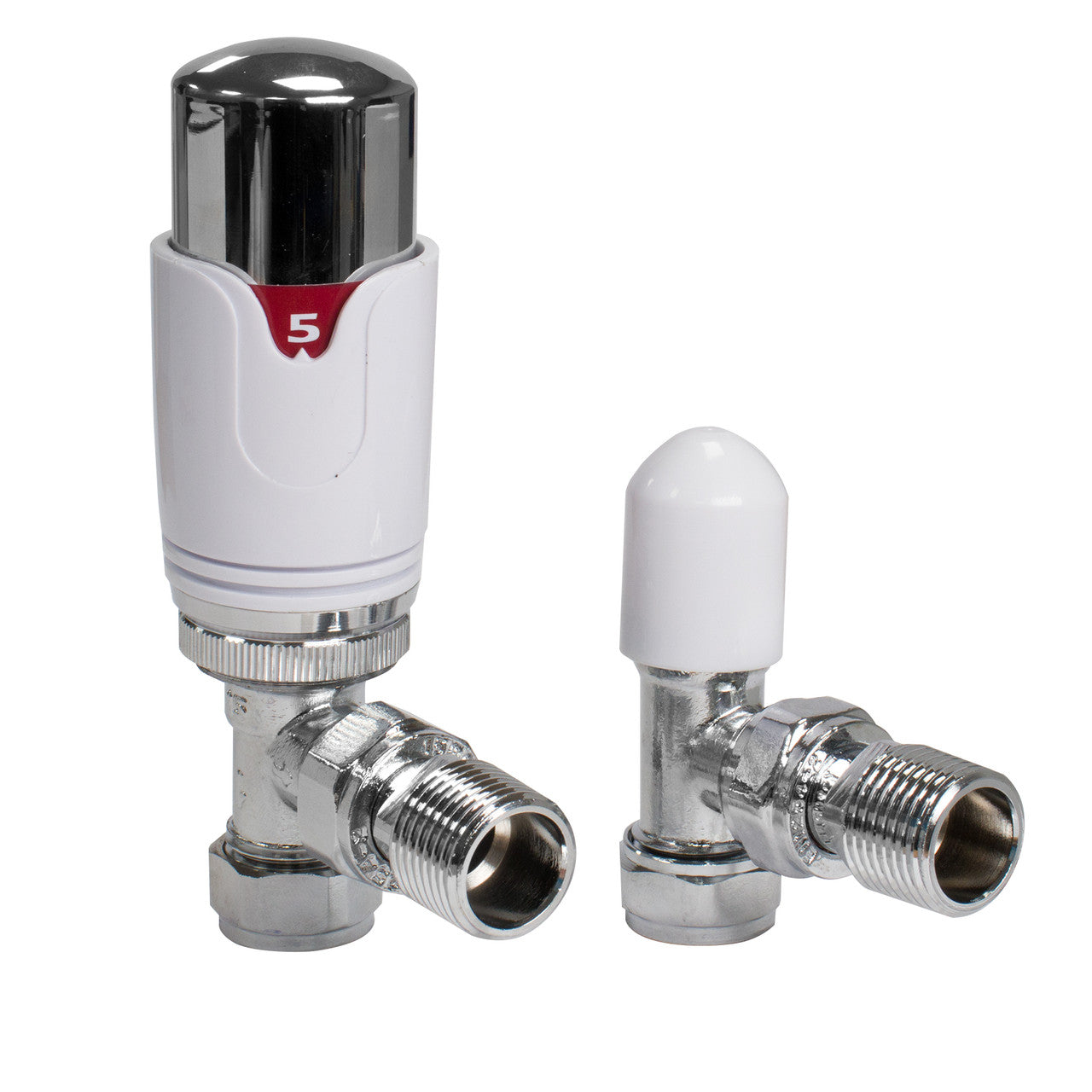 White Chrome Angled Thermostatic Radiator Valve Pack - 15mm – Rex ...